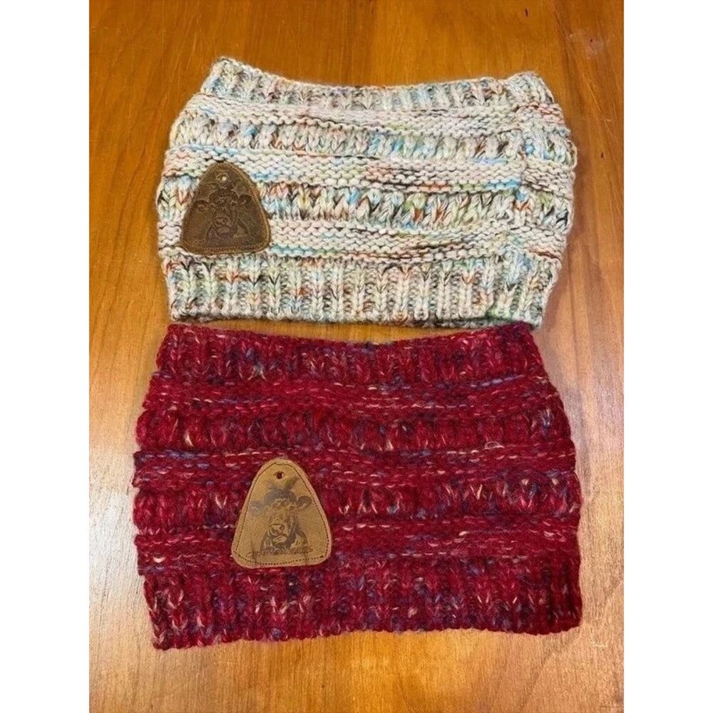 2-“Crazy Heifers” Knit Ear Warmers